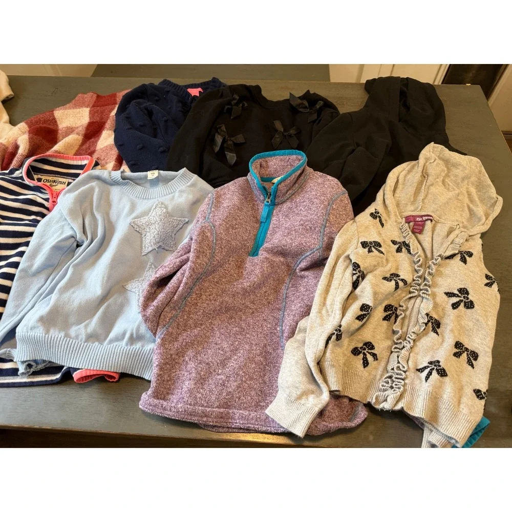 Girls Sweater Fleece Lot 9pc OshKosh Lands End J Crew Size 6 6X 7 Pullover Hoody